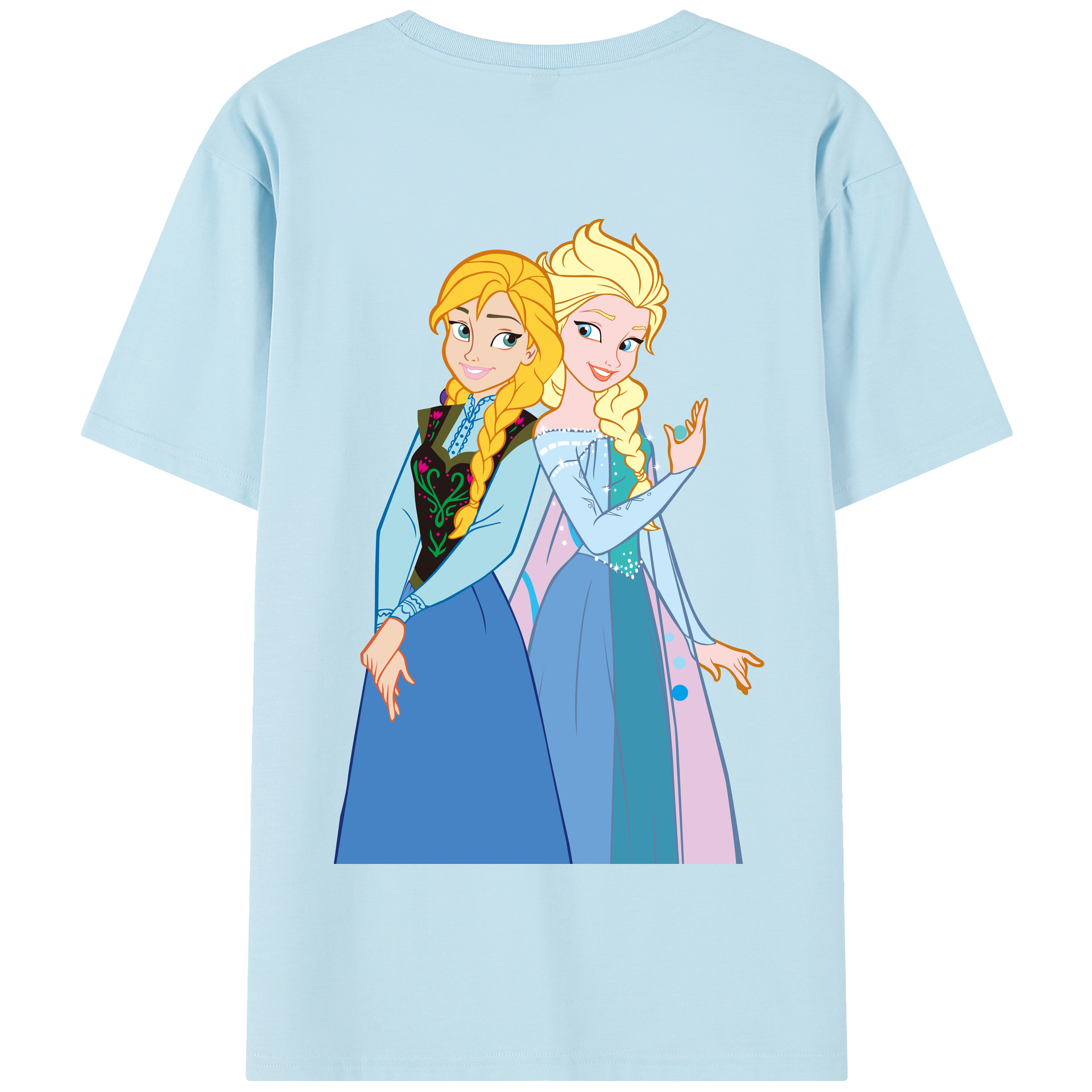 （画像用） アナと雪の女王 アンナ エルサ Frozen Anna Elsa 綿100％半袖Tシャツ（背面プリント）
